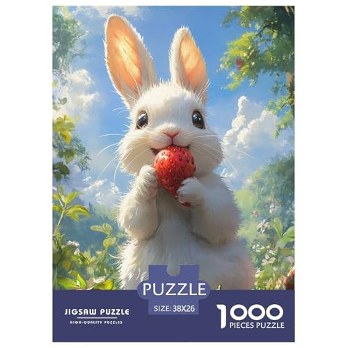 Süßer Hase Für Erwachsene 1000 Teile Tiere Puzzle Geburtstag Wohnkultur Lernspiel Family Challenging Games Stress Relief 38x26cm/1000pcs von XKASKDFKE