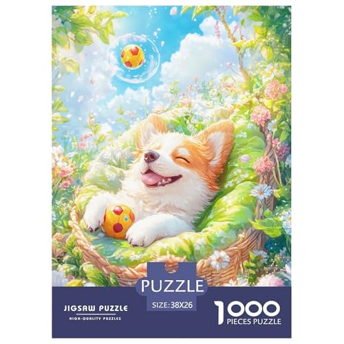 Süßer Hund Puzzle 1000 Teile Tiere Erwachsene Geschicklichkeitsspiel Für Die Ganze Familie Wohnkultur Lernspiel Geburtstag Stress Relief 38x26cm/1000pcs von XKASKDFKE