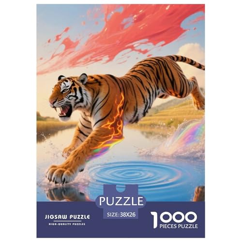 Tiger Erwachsene Puzzles 1000 Teile Wildtiere Geschicklichkeitsspiel Für Die Ganze Familie Lernspiel Wohnkultur Geburtstag Stress Relief 38x26cm/1000pcs von XKASKDFKE