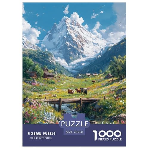 Verschneite Berglandschaft Erwachsene Puzzles 1000 Teile Schöne Landschaften Geschicklichkeitsspiel Für Die Ganze Familie Lernspiel Wohnkultur Geburtstag Stress Relief 70x50cm von XKASKDFKE