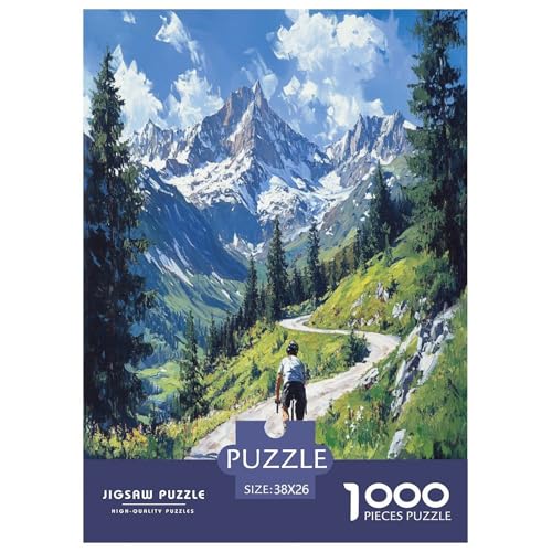 Verschneite Berglandschaft Puzzle 1000 Teile Schöne Landschaften Erwachsene Geschicklichkeitsspiel Für Die Ganze Familie Wohnkultur Lernspiel Geburtstag Stress Relief 38x26cm von XKASKDFKE