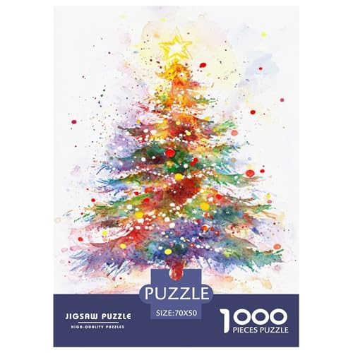 Weihnachtsbaum Erwachsene 1000 Teile Puzzle Lernspiel Family Challenging Games Geburtstag Moderne Wohnkultur Stress Relief Toy 70x50cm/1000pcs von XKASKDFKE