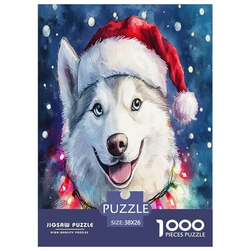 Weihnachtshund Erwachsene Puzzle 1000 Teile Tieres Lernspiel Geburtstag Family Challenging Games Wohnkultur Entspannung Und Intelligenz 38x26cm/1000pcs von XKASKDFKE