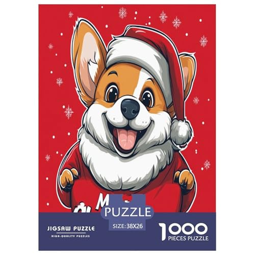 Weihnachtshund Für Erwachsene 1000 Teile Tieres Puzzle Home Decor Lernspiel Family Challenging Games Geburtstag Stress Relief Toy 38x26cm/1000pcs von XKASKDFKE