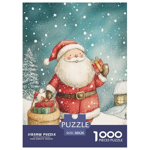 Weihnachtsmann Puzzle 1000 Teile Erwachsene Family Challenging Games Geburtstag Educational Game Moderne Wohnkultur Stress Relief 38x26cm/1000pcs von XKASKDFKE