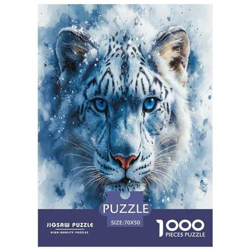 Weißer Tiger 1000 Teile Tieres Puzzle Für Erwachsene Wohnkultur Lernspiel Geburtstag Family Challenging Games Stress Relief 70x50cm/1000pcs von XKASKDFKE