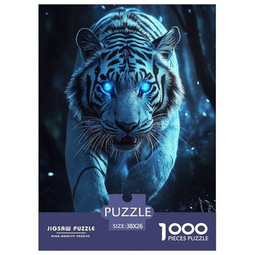 Weißer Tiger Erwachsene Puzzle 1000 Teile Tieres Lernspiel Geburtstag Family Challenging Games Wohnkultur Entspannung Und Intelligenz 38x26cm/1000pcs von XKASKDFKE