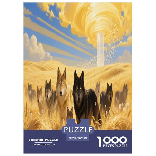 Wolf Erwachsene Puzzles 1000 Teile Wildtiere Geschicklichkeitsspiel Für Die Ganze Familie Lernspiel Wohnkultur Geburtstag Stress Relief 70x50cm/1000pcs von XKASKDFKE