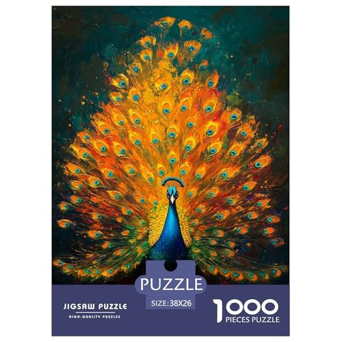 Wunderschöner Pfau 1000 Teile Tiere Puzzle Erwachsene Geburtstag Lernspiel Moderne Wohnkultur Family Challenging Games Stress Relief 38x26cm/1000pcs von XKASKDFKE