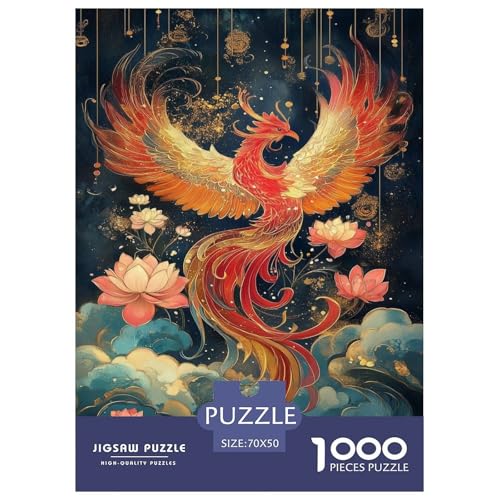 Wunderschöner Phönix Erwachsene 1000 Teile Fantasy Tieres Puzzle Lernspiel Family Challenging Games Geburtstag Moderne Wohnkultur Stress Relief Toy 70x50cm/1000pcs von XKASKDFKE