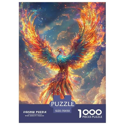 Wunderschöner Phönix Erwachsene Puzzles 1000 Teile Fantasy Tieres Geschicklichkeitsspiel Für Die Ganze Familie Lernspiel Wohnkultur Geburtstag Stress Relief 70x50cm/1000pcs von XKASKDFKE