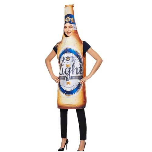 XKEJKNY Herren-Bierkostüm, Weinflaschen-Outfits für Erwachsene, für Halloween, Oktoberfest, Karneval, Bierkrug, Einteiler, lustig, verkleiden sich, Braun, Einheitsgr��e von XKEJKNY