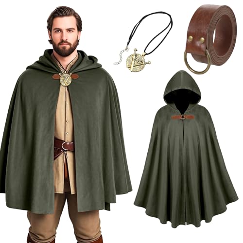 XKEJKNY Renaissance Mittelalter-Umhang mit Kapuze, Feen-Samt-Kapuzenumhang für Herren und Damen, Ritter-Capelet, Halloween-Kostüm, Grün , 130cm/ 51.18inch XKEJKNY Renaissance Mittelalter-Umhang mit Kapuze, Feen-Samt-Kapuzenumhang für Herren und Damen, Ritter-Capelet, Halloween-Kostüm, Grün , 130cm/ 51.18inch von XKEJKNY