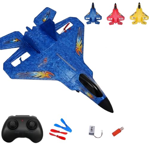 XKrmp 2.4GHz 2CH RC Glider: Outdoor Rc Glider for Grass, Crash Proof Plane, Auto-Balance Gyro & Simple Controls - Easy to Fly for Beginners (Blue) von XKrmp