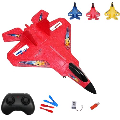 XKrmp 2.4GHz 2CH RC Glider: Outdoor Rc Glider for Grass, Crash Proof Plane, Auto-Balance Gyro & Simple Controls - Easy to Fly for Beginners (Red) von XKrmp