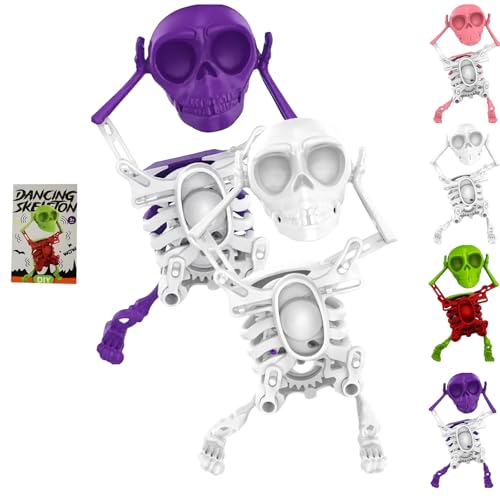 XKrmp Dancing and Swinging 3D Skull Toy - Skeleton Dancing and Swinging Clockwork, Ideal for Halloween Party Favors, Office Desk Toys, and​Collector Toy Figures​​ (Mixed#2) von XKrmp