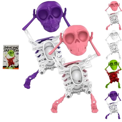XKrmp Dancing and Swinging 3D Skull Toy - Skeleton Dancing and Swinging Clockwork, Ideal for Halloween Party Favors, Office Desk Toys, and​Collector Toy Figures​​ (Mixed#3) von XKrmp