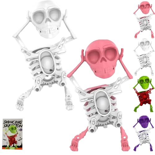 XKrmp Dancing and Swinging 3D Skull Toy - Skeleton Dancing and Swinging Clockwork, Ideal for Halloween Party Favors, Office Desk Toys, and​Collector Toy Figures​​ (Mixed#4) von XKrmp