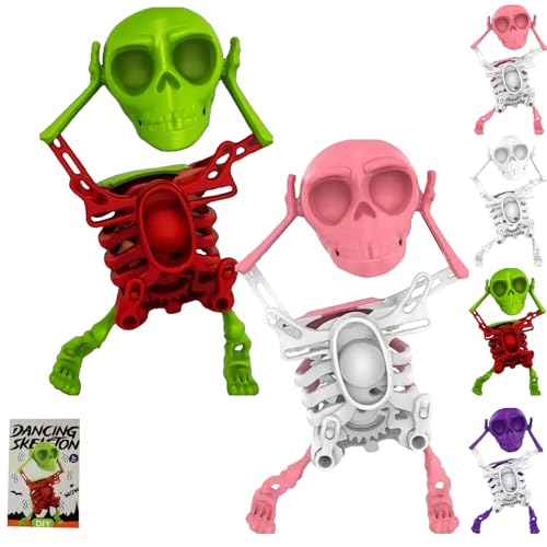 XKrmp Dancing and Swinging 3D Skull Toy - Skeleton Dancing and Swinging Clockwork, Ideal for Halloween Party Favors, Office Desk Toys, and​Collector Toy Figures​​ (Mixed#5) von XKrmp