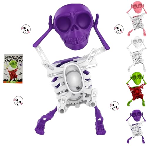 XKrmp Dancing and Swinging 3D Skull Toy - Skeleton Dancing and Swinging Clockwork, Ideal for Halloween Party Favors, Office Desk Toys, and​Collector Toy Figures​​ (Purple) von XKrmp