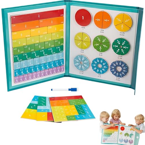 XKrmp ​Magnetic Fraction Demonstration Book​ & ​Magnetic Fraction Tiles​ Set - 102 PCS ​STEM Math Master Set​ for Learning Fractions, and Adding and Subtracting for Ages 3-7 Kids (1Pc) von XKrmp