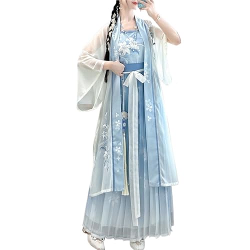 XLGBDDZ Altes chinesisches traditionelles Hanfu-Kleid for Damen, blaues Vintage-Performance-Cosplay-Kostüm(L) von XLGBDDZ