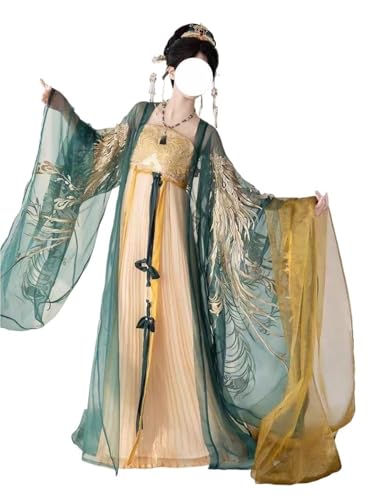 XLGBDDZ Chinese Hanfu Dress Women Traditional Embroidery Hanfu Halloween Carnival Fairy Cosplay Costume Gradient Red&Green Hanfu Costume(M) von XLGBDDZ