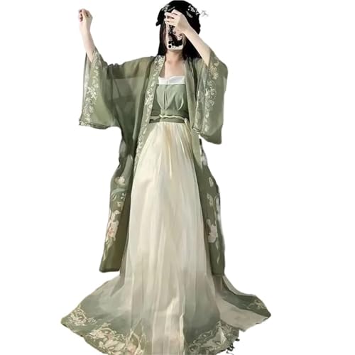XLGBDDZ Frauen Chinesisches Traditionelles Hanfu Kleid Grün Dreiteilige Sets Cosplay Kostüm Antiker Sommer Langer Rock(S) von XLGBDDZ