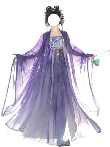 XLGBDDZ Traditionelles altes chinesisches Hanfu-Kleid mit Farbverlauf in Lila und Rot for Theateraufführungen, Cosplay-Kostüm for Damen(Purple,M) von XLGBDDZ