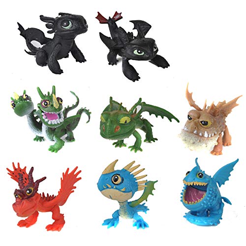 XLKJ 8 Stücke Drachenfiguren, Mini PVC Drachenset 5 bis 7 cm Action-Figuren, Spielzeuge für Jungs und Kinder von XLKJ