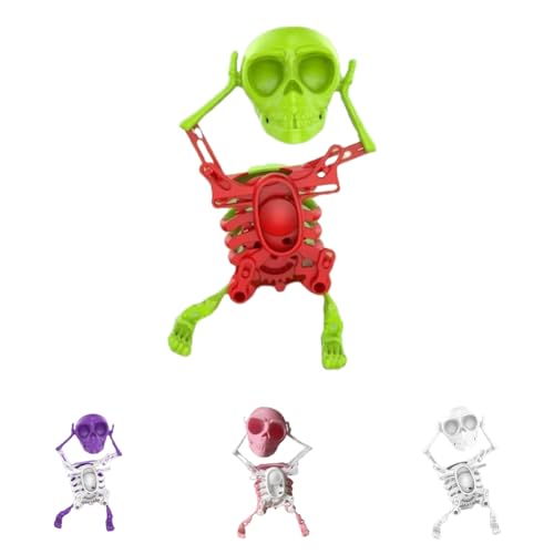 XLWXDD Dancing and Swinging 3D Skull Toy, Funny Stress Relief Clockwork Figure, Desk Decoration and Stress Relief, Desk Decoration Gift for Kids and Adults (Green) von XLWXDD