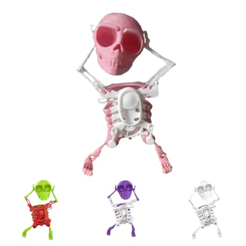 XLWXDD Dancing and Swinging 3D Skull Toy, Funny Stress Relief Clockwork Figure, Desk Decoration and Stress Relief, Desk Decoration Gift for Kids and Adults (Pink) von XLWXDD