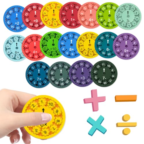 18 Stück Mathe Fidget Spinners, Mathe Fakten Lernspielzeug für Kinder, Zahlen Fidget Spinner Spielzeug, Lernspielzeug Stressabbau Spinners für Math Games(Addition,Subtraktion,Multiplikation,Division) von XLZJYIJ