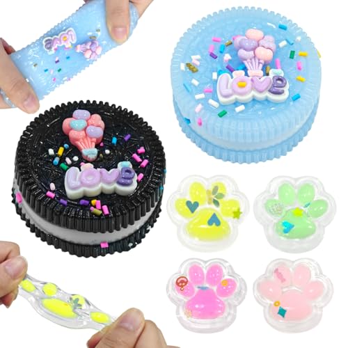 2 Stück Biscuit Stress Relief Toy, 4 Stück Squishy Spielzeug Katzenpfoten, Squishy Cat Paw Set, Soft Squeeze Toys, Montessori Sensorisches Quetschspielzeug für Kinder Erwachsene von XLZJYIJ