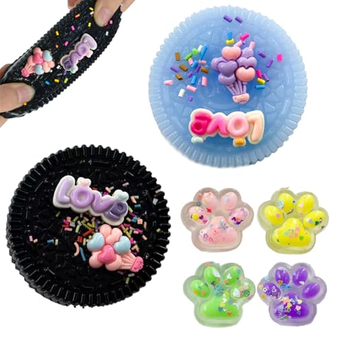 2 Stück Biscuit Stress Relief Toy, 4 Stück Squishy Spielzeug Katzenpfoten, Squishy Cat Paw Set, Soft Squeeze Toys, Montessori Sensorisches Quetschspielzeug für Kinder Erwachsene von XLZJYIJ
