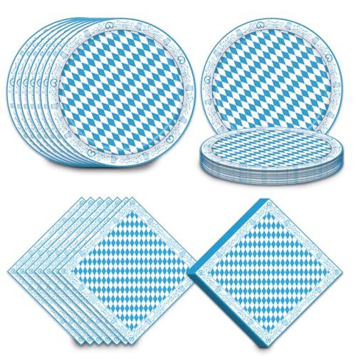80 Stück Oktoberfest Tischdeko Set, Bayerische Papierteller, Oktoberfest Servietten, oktoberfest Geschirr Set, Blau Weiß Bayerische Partygeschirr für oktoberfests Dekoration 80 Stück Oktoberfest Tischdeko Set, Bayerische Papierteller, Oktoberfest Servietten, oktoberfest Geschirr Set, Blau Weiß Bayerische Partygeschirr für oktoberfests Dekoration von XLZJYIJ