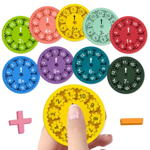 9 Stück Mathe Fidget Spinners, Mathe Fakten Lernspielzeug für Kinder, Math Facts Fidget-Spinner Sensorisches Spielzeug, Lernspielzeug Stressabbau Spinners für Math Games(Addition,Subtraktion) von XLZJYIJ
