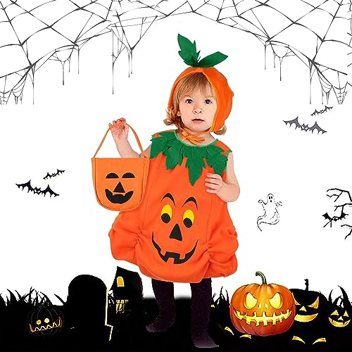 Kostüm Kürbis Kinder, Kürbiskostüm Halloween mit Hut Mütze und Halloween Süssigkeiten Beutel, Kleinkind Halloween Kostüm, Pumpkin Halloween Cosplay Party Kleidung Mädchen Jungen für 1-7 Jahre (M) Kostüm Kürbis Kinder, Kürbiskostüm Halloween mit Hut Mütze und Halloween Süssigkeiten Beutel, Kleinkind Halloween Kostüm, Pumpkin Halloween Cosplay Party Kleidung Mädchen Jungen für 1-7 Jahre (M) von XLZJYIJ