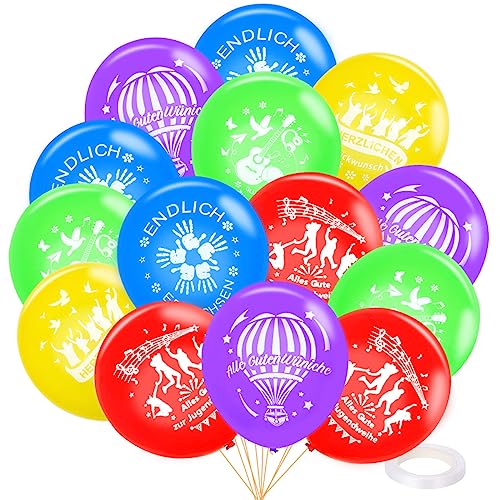 30pcs Alles Gute Zur Jugendweihe Luftballons, Bunt Latexballons, Luftballon Jugendweihe, Herzlichen Glückwunsch zur Jugendweihe Luftballons für Jungen Mädchen Erwachsene Partyfeiern von XLZJYIJ