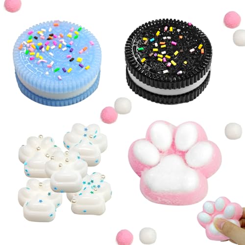 2 Stück Biscuit Stress Relief Toy, 1 x Squishy Spielzeug Katzenpfoten und 5 x Mini Squishy Cat Paw Set, Soft Squeeze Toys, Montessori Sensorisches Quetschspielzeug für Kinder Erwachsene 2 Stück Biscuit Stress Relief Toy, 1 x Squishy Spielzeug Katzenpfoten und 5 x Mini Squishy Cat Paw Set, Soft Squeeze Toys, Montessori Sensorisches Quetschspielzeug für Kinder Erwachsene von XLZJYIJ