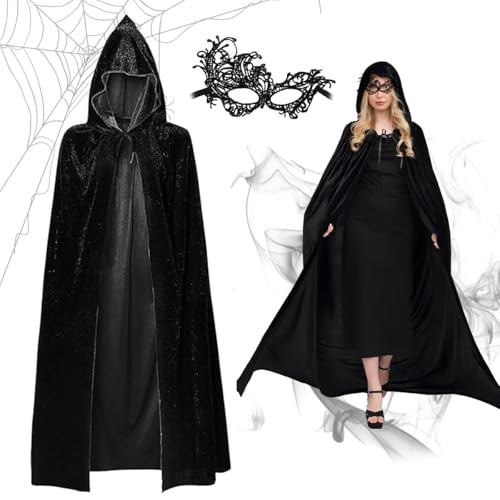 XLZJYIJ Schwarzer Umhang mit Kapuze, Umhang Halloween mit Maske, Cape Vampir Kostüm, Vampir Umhang Samt, Kapuzen umhang Halloween für Halloween Karneval Maskerade Fasching Party XLZJYIJ Schwarzer Umhang mit Kapuze, Umhang Halloween mit Maske, Cape Vampir Kostüm, Vampir Umhang Samt, Kapuzen umhang Halloween für Halloween Karneval Maskerade Fasching Party von XLZJYIJ