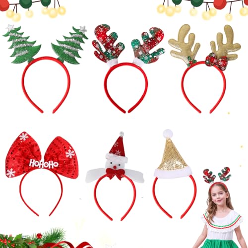 XLZJYIJ 6 Stück Haarreifen Weihnachten Stirnband Weihnachten Kopfschmuck, Weihnachts Haarreif Rentier Geweih Weihnachtsbaum Weihnachtsmütze, Weihnachts-Stirnbänder für Erwachsene und Kinder XLZJYIJ 6 Stück Haarreifen Weihnachten Stirnband Weihnachten Kopfschmuck, Weihnachts Haarreif Rentier Geweih Weihnachtsbaum Weihnachtsmütze, Weihnachts-Stirnbänder für Erwachsene und Kinder von XLZJYIJ