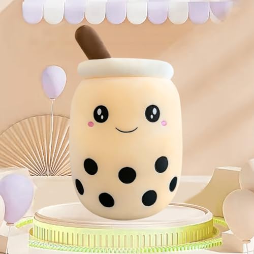 XLZJYIJ Bubble Tea Plüschtier, Weiches Boba Kuscheltier, Milchtee Tasse Kissen, Lustiges Milchtee Softpuppe, Cartoon Plüschpuppen für Kinderspielzeug Geburtstagsgeschenk, 24CM von XLZJYIJ