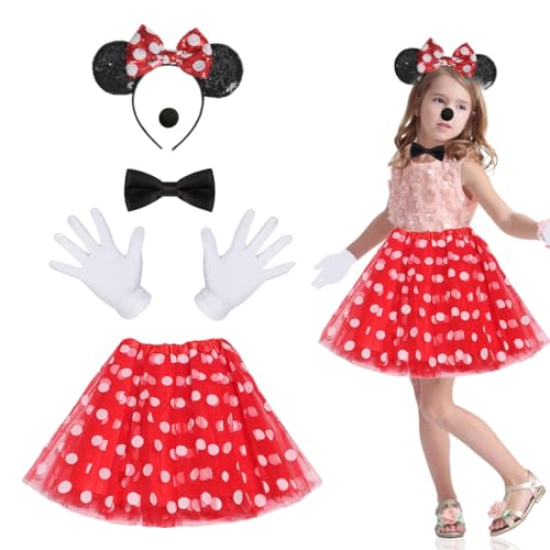 XLZJYIJ Faschingskostüme Damen Maus Mouse Kostüm, Maus Mouse Kostüm Set, Mouse Tutu Rock Haarreifen mit Maus Ohren Handschuhe Nase Fliege Schleife für Karneval Thema Party Cosplay Party XLZJYIJ Faschingskostüme Damen Maus Mouse Kostüm, Maus Mouse Kostüm Set, Mouse Tutu Rock Haarreifen mit Maus Ohren Handschuhe Nase Fliege Schleife für Karneval Thema Party Cosplay Party von XLZJYIJ