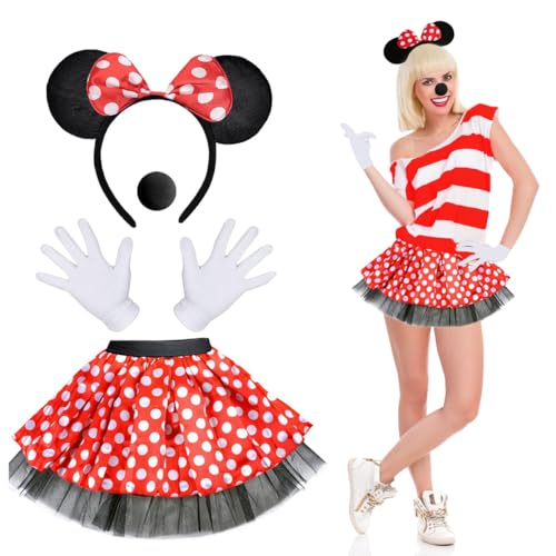 XLZJYIJ Damen Maus Mouse Kostüm, Maus Mouse Kostüm Set, Mouse Tutu Rock Haarreifen mit Maus Ohren Handschuhe Nase für Halloween Thema Party Cosplay Party Faschingskostüme XLZJYIJ Damen Maus Mouse Kostüm, Maus Mouse Kostüm Set, Mouse Tutu Rock Haarreifen mit Maus Ohren Handschuhe Nase für Halloween Thema Party Cosplay Party Faschingskostüme von XLZJYIJ