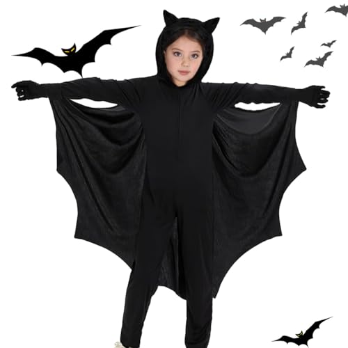 XLZJYIJ Fledermaus Kostüm Kinder, Fledermaus Cape Kinder mit Handschuhe, Fledermaus Umhang Kostüm für Mädchen Junge, Kinder Fledermaus Umhang für Karneval, Halloween, Cosplay von XLZJYIJ