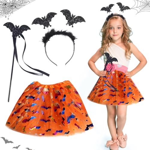 XLZJYIJ Fledermaus Kostüm für Kinder - Tutu Rock Mit Haarreif und Zauberstab - Halloween Cosplay Karneval Outfit für Mädchen von XLZJYIJ