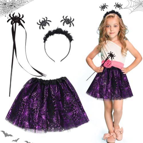 XLZJYIJ Spinnen Kostüm für Kinder - Tutu Rock mit Haarreif und Zauberstab - Halloween Cosplay Karneval Outfit für Mädchen von XLZJYIJ