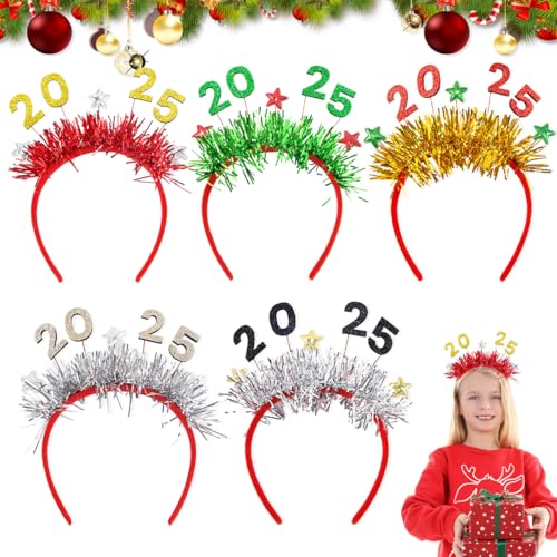 XLZJYIJ 5 stück 2025 Neujahrs Stirnbänder, 2025 Silvester Stirnband, 2025 Haarband Neujahrs, Neujahrs-Kopfschmuck, Glitzer-Lametta-Stirnbänder für Kinder Erwachsene Silvesterparty Neujahr Deko XLZJYIJ 5 stück 2025 Neujahrs Stirnbänder, 2025 Silvester Stirnband, 2025 Haarband Neujahrs, Neujahrs-Kopfschmuck, Glitzer-Lametta-Stirnbänder für Kinder Erwachsene Silvesterparty Neujahr Deko von XLZJYIJ