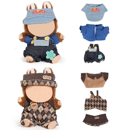 (2 Packung) XMBYGY Bekleidung für Labubu (für 17/15cm Stehende/Sitzen Puppen) (Keine Puppe) - Kleidung Zubehör für Puppen Anziehen Inklusive Figuren Mantel Rock Hut für Mädchen und Frauen (LB20+LB21) von XMBYGY